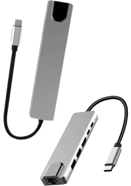 8 Port Çoklayıcı Macbook ile Uyumlu Çoğaltıcı Type-C Dönüştürücü Tf Sd Kart