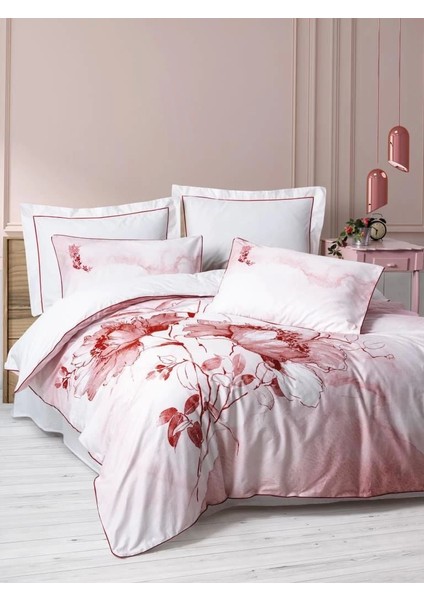 Cotton Box Çift Kişilik Elit Saten Nevresim Takımı Gules Kırmızı