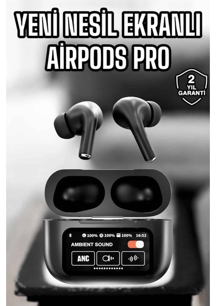Kablosuz Bluetooth Kulaklık Ekranlı Uzun Şarj Süreli Anc Destekli