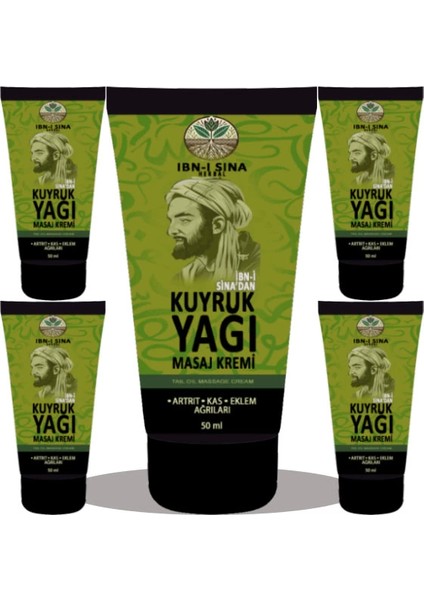 Ibn-I Sina Kuyruk Yağı Kremi Sırt Bel Kas Diz Kol Bacaklar Iskelet Uygulama 5 Adet Ağrıkremi 50ML