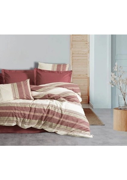 Cotton Box Line Tek Kişilik Nevresim Takımı Kenway Bordo