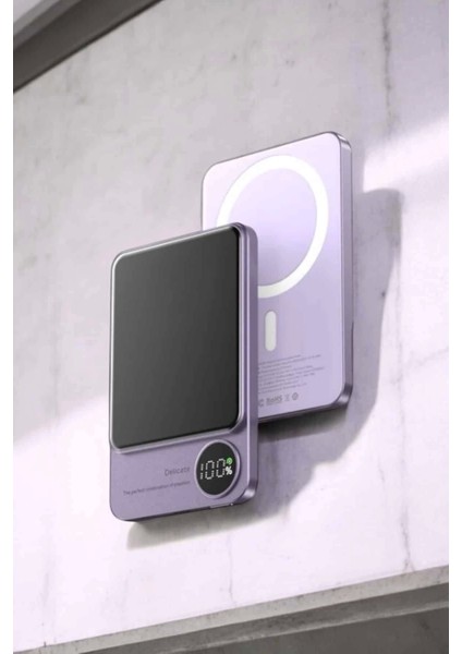 22.5W Magsafe Kablosuz Şarjlı Powerbank Dijital Ekran ve Hızlı Şarj