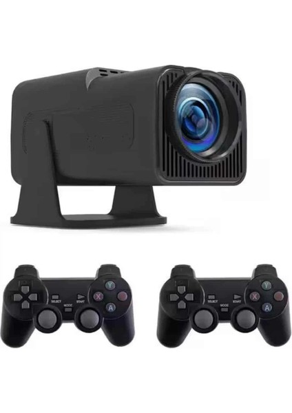 Android Projeksiyon Siyah Taşınabilir Sinema Projektörü 4K 1080P Ev Sineması Bluetooth