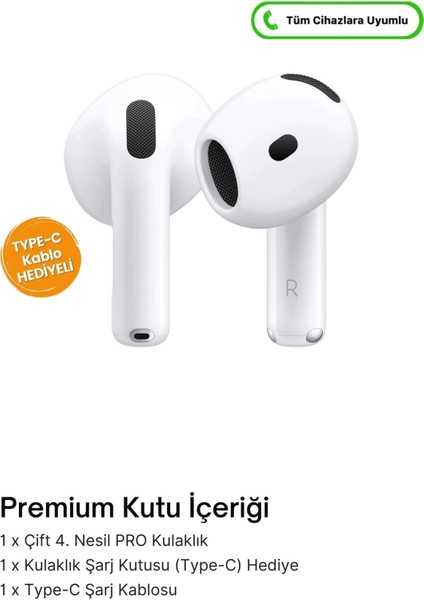 Yeni Seri 4.nesil Bluetooth Kulak Içi Kulaklık Anc Samsung/ıphone/xiaomi/oppo/redmi Uyumlu modelleri