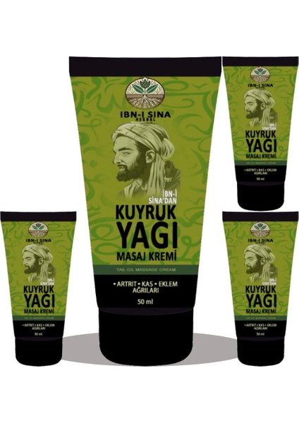 Ibn-I Sina Kuyruk Yağı Kremi Sırt Bel Kas Diz Kol Bacaklar Iskelet 4 Adet Uygulama Ağrıkremi 50ML