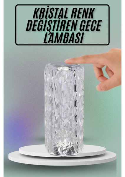 Masa ve Gece Lambası Şık ve Dayanıklı Sensörlü Şarjlı Kristal Lamba