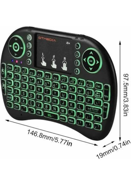 Kablosuz Türkçe Q Klavye Rgb Işıklı Televizyon Ps3 Dokunmatik Mouse