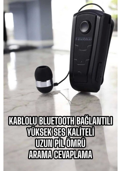 Makaralı Bluetooth Kulaklık Çağrı Cevaplama Kablolu Uzun Pil Ömrü