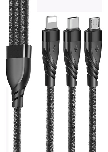 Ally 3in1 Type-C + USB To Lightning + Type-C + Micro USB Şarj ve Data KABLOSU-(5775 - TGZ9275-2964