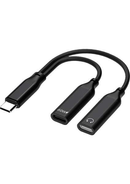 Ally Iphone 15 Için Type-C Şarj + Kulaklık 2in1 Çevirici Adaptör 60W-(5775) - TGZ6070-5722