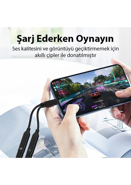 Ally Iphone 15 Için Type-C Şarj + Kulaklık 2in1 Çevirici Adaptör 60W-(5775) - TGZ6070-5722