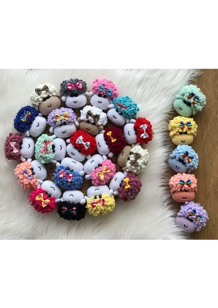 Amigurumi El Örgüsü Sevimli Kuzucuk Kafası Anahtarlıklar(Tek Fiyatıdır) modelleri