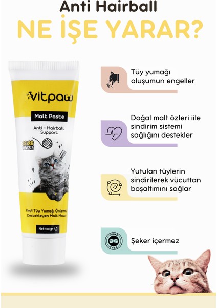 Kediler İçin Tüy ve Genel Sağlık Vitamin Seti (Malt Paste - B+ Complex - Multi Paste)