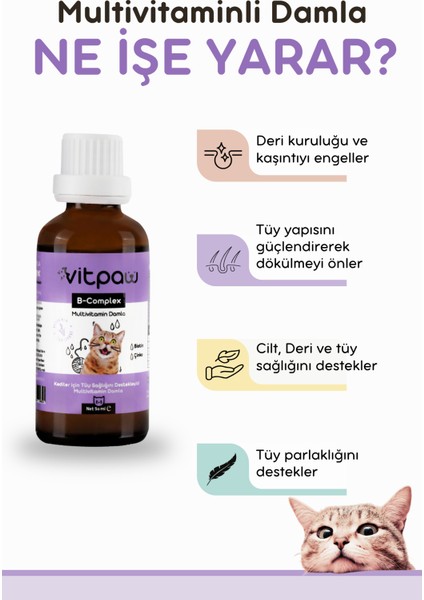 Kediler İçin Tüy ve Genel Sağlık Vitamin Seti (Malt Paste - B+ Complex - Multi Paste)