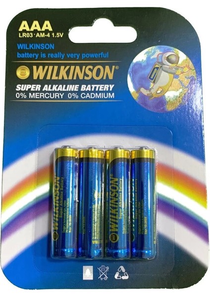 Wılkınson Aaa LR03 Am-4 4'lü 1.5 V Süper Alkalin Ince Pil - TGZ8425-8981
