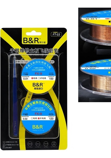B＆r Ft-03 0.01MM 0.02MM 120M Ince Bakır Yol Çekme Teli+Cımbız Set