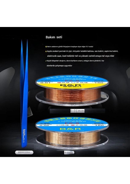 B＆r Ft-03 0.01MM 0.02MM 120M Ince Bakır Yol Çekme Teli+Cımbız Set modelleri
