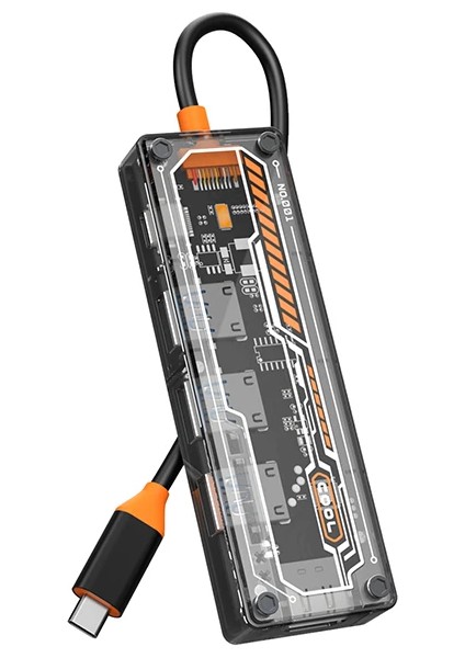 Ally 5in1 Type-C To Usb3.0 *4 + Type-C Çoğaltıcı Transparan HUB-(5775) - TGZ2999-5553