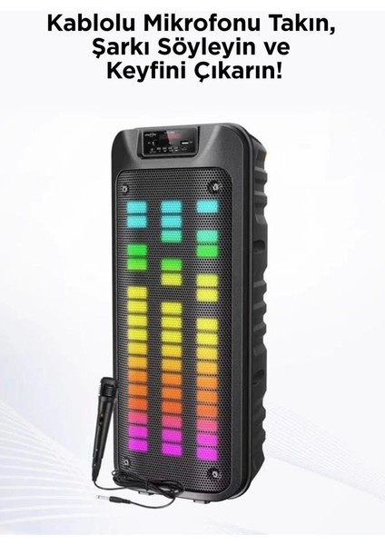 GTS-1852 Taşınabilir Rgb Ledli Bluetooth Hoparlör Usb-Tf Siyah - TGZ4222-3055