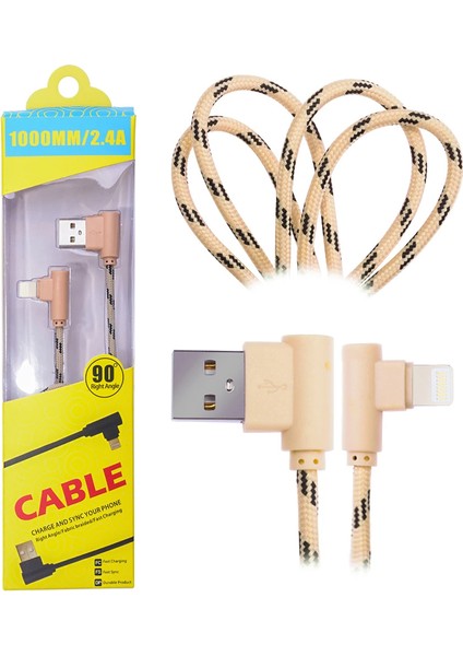 Ally Iphone Lightning Eğik Başlı Halat USB Kablo 1METRE-(5775) - TGZ6047-3993