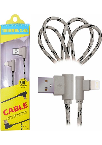 Ally Iphone Lightning Eğik Başlı Halat USB Kablo 1METRE-(5775) - TGZ6047-3993