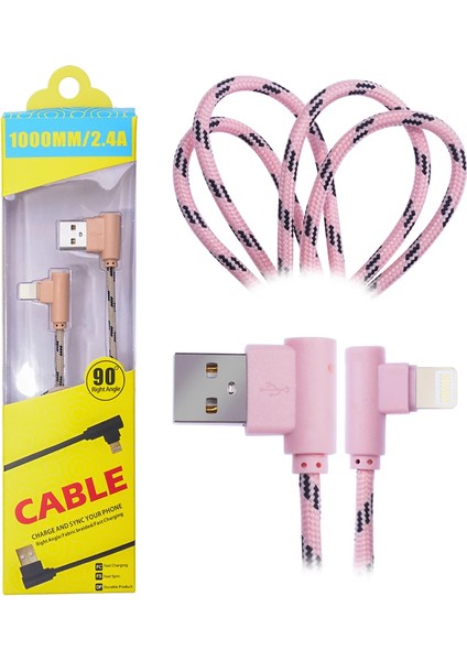 Ally Iphone Lightning Eğik Başlı Halat USB Kablo 1METRE-(5775) - TGZ6047-3993