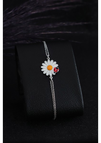 Papatya ve Uğur Böceği 925 Ayar Gümüş Kadın Bileklik