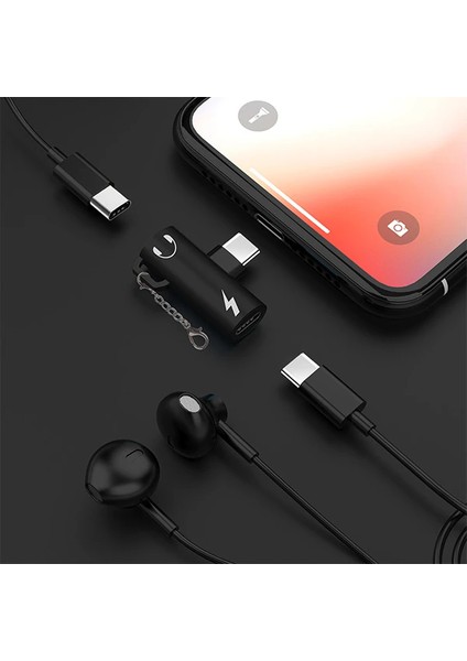 Anahtarlık Dual USB Type C Şarj Dönüştürücü Başlık ADAPTÖR-(5775) - TGZ9733-2979