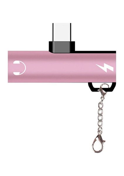 Anahtarlık USB Type C 3.5mm Kulaklık ve Şarj Dönüştürücü Başlık Adaptör- - TGZ4544-1507