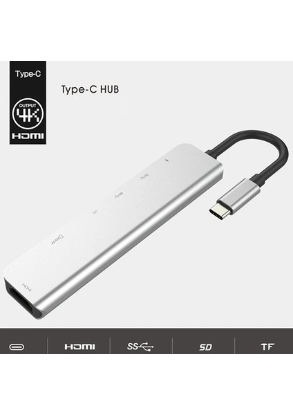 Ally USB (Type-C To 7in1 Hdtv 2xusb+Pd) Sd&amp;tf Okuyucu Hub Adaptör Çoklayıcı- - TGZ9660-5834