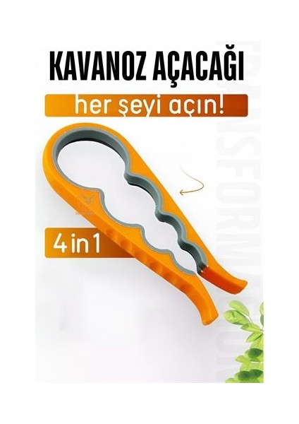 Turk Kavanoz Şişe Açacağı 4 Tip Açacak 4 In 1 - TGZ7588-8807