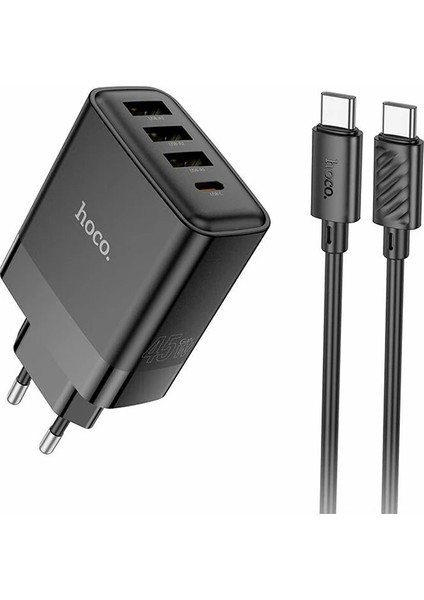 Hoco C127A PD45W(1C3A) Hızlı Şarj Aleti + Type-C To Type-C Kablo SETI-(5775) - TGZ3140-7039