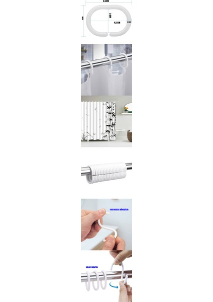 Turk Banyo Perde Halkaları 40 Adet - TGZ5313-6916