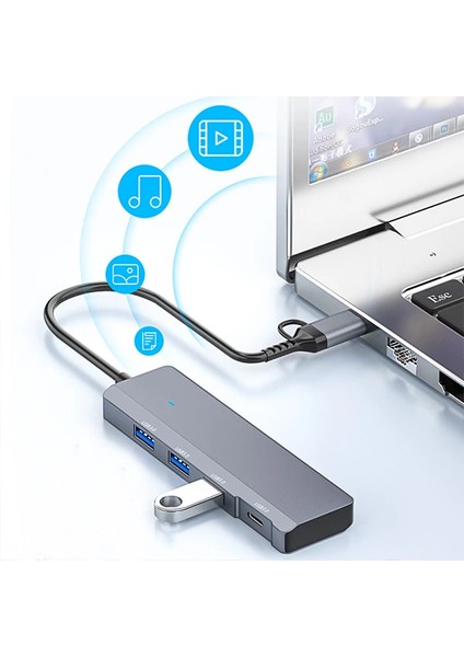 Ally ADS-309D 4 Portlu Usb+Type-C USB 3.0 Çoklayıcı Data Hub ADAPTÖR-(5775) - TGZ3387-1560