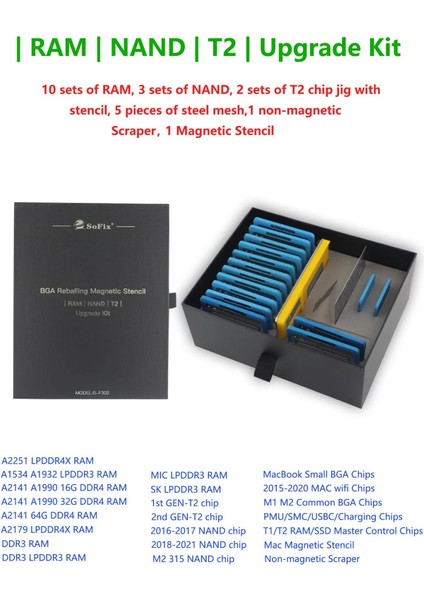 Sofix S-F302 Macbook Ram Nand T2 Bga Çip Onarım Kalıbı Kit A2159 fırsatları