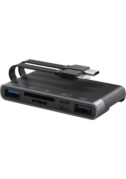 Ally NK-1048HD 6in1 USB + Type-C + Lightning + Sd-Tf Kart Okuyucu Çevirici Adaptör - TGZ1097-3625