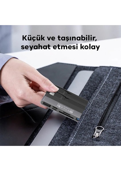 Ally NK-1048HD 6in1 USB + Type-C + Lightning + Sd-Tf Kart Okuyucu Çevirici Adaptör - TGZ1097-3625