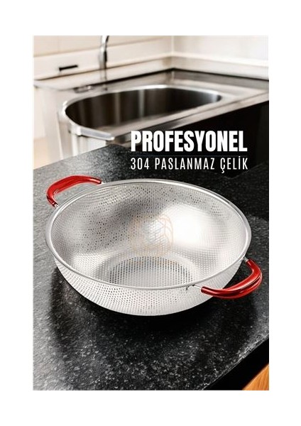Turk Kevgir Yuvarlak Süzgeç 304 Paslanmaz Çelik Mink Design - TGZ1461-7879