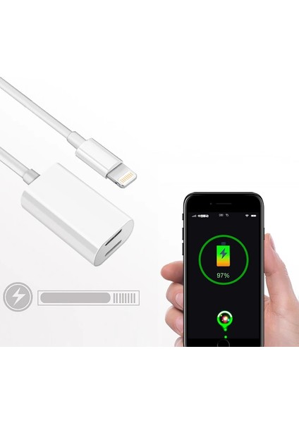 Y Cable Iphone 14-13-12 11 Lightning Kulaklık +Şarj USB ADAPTÖRÜ-(5775) - TGZ2376-3119