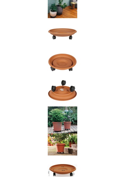 Turk Tekerlekli Saksı Altığı 37 cm Kahve - TGZ3176-5447