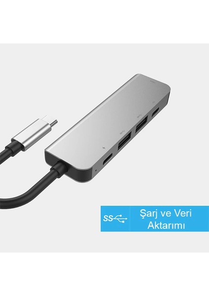 Ally USB (Type-C To 5in1 Hdtv 2xusb+2x Pd) Hub Adaptör ÇOKLAYICI-(5775) - TGZ2654-8437