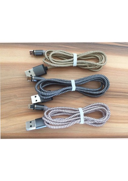 Iphone Type-C Android 3 Yuvarlak Başlık Manyetik Şarj USB KABLOSU-(5775) - TGZ7926-5439 fırsatları