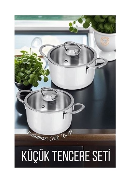 Turk 2 Li Paslanmaz Çelik Tencere Seti 16 cm - TGZ7444-4189