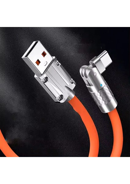 Ally 180° Dönebilen USB To Type-C 120W Hızlı Şarj Kablosu 1 METRE-(5775) - TGZ5487-6242
