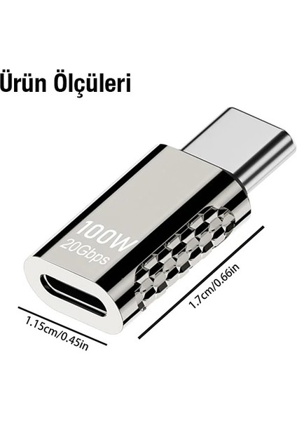 Ally 100W 20GBPS Düz Model Type-C Uzatma Adaptörü Type-C ÇEVIRICI-(5775) - TGZ5514-3118