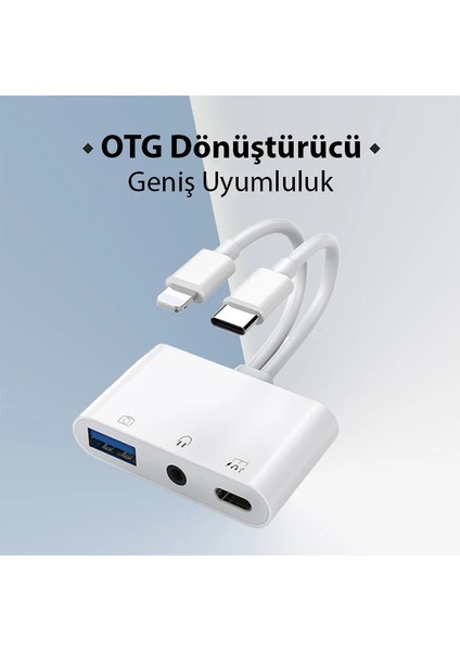 Ally NK-109PRO Type-C/lightning To Usb-A 3.5mm Kulaklık ve Type-C Kamera Okuyucu Ç - TGZ4988-3150
