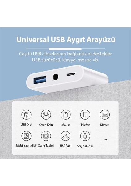 Ally NK-109PRO Type-C/lightning To Usb-A 3.5mm Kulaklık ve Type-C Kamera Okuyucu Ç - TGZ4988-3150