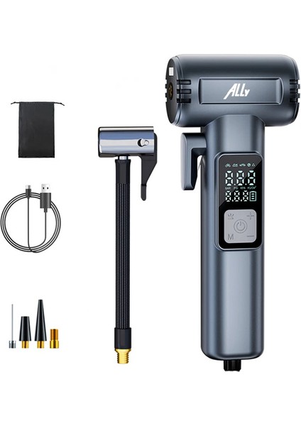 Ally ST-5530 Dijital Şarjlı Araç Lastik Hava Şişirme Pompası Powerbank Pencer - TGZ3281-5785