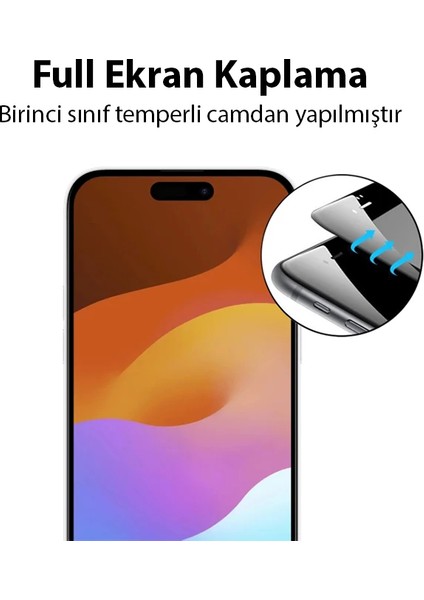 Ally iPhone 15 Full Glue Tempered Kırılmaz Cam Ekran KORUYUCU-(5775) - TGZ2304-1457