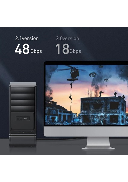 Baseus Hd Series 8k HDMI To HDMI 2.1V HDMI 120hz Kablo 0.5 METRE-(5775) - TGZ3943-1920